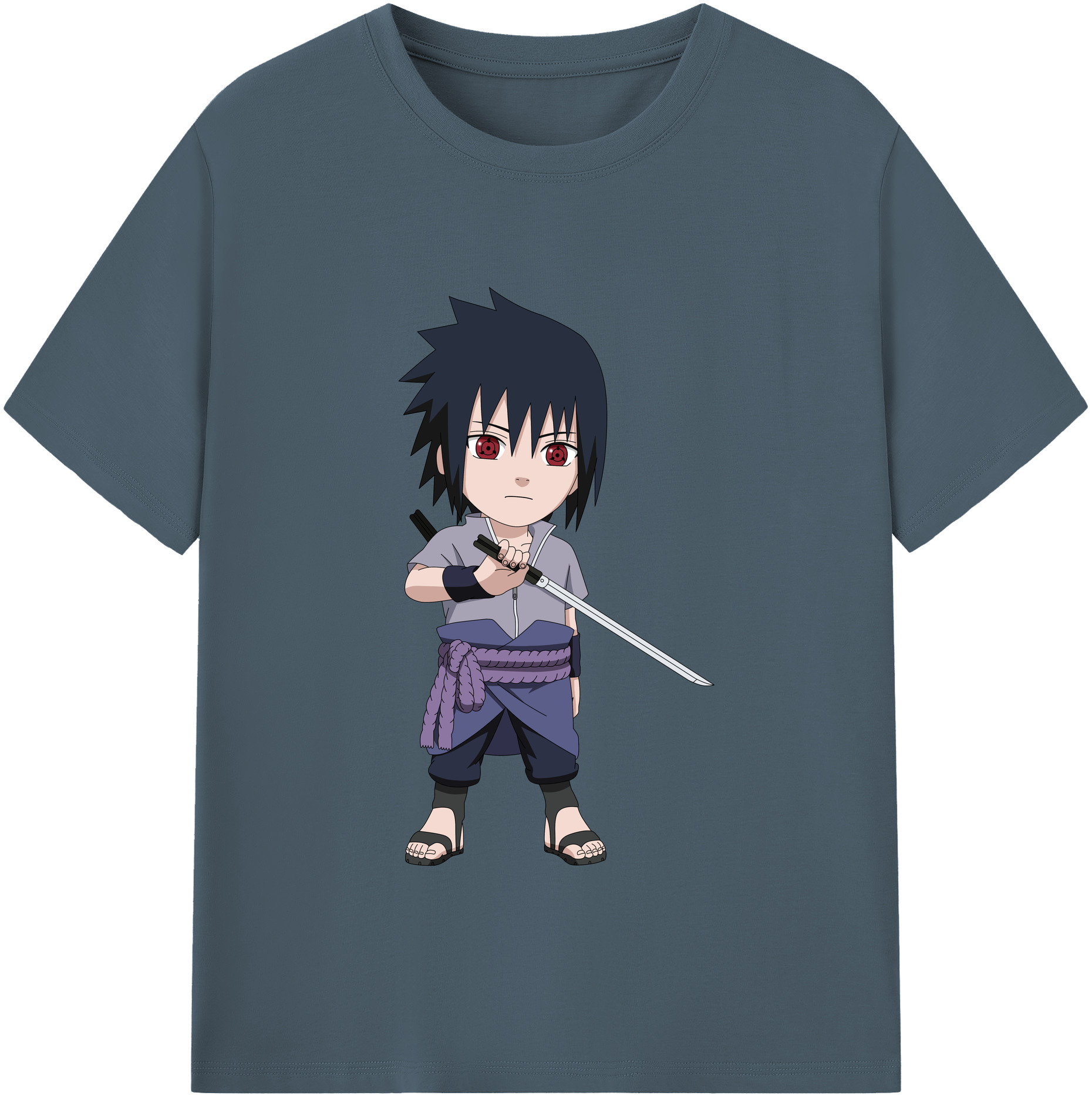 （画像用） NARUTO -ナルト- うちは サスケ Uchiha Sasuke 綿100％半袖Tシャツ（フロントプリント）